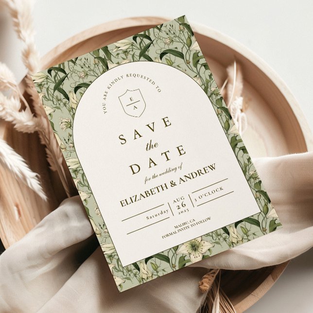 Sage Botanical Arch Elegant Wedding Save The Date (Von Creator hochgeladen)