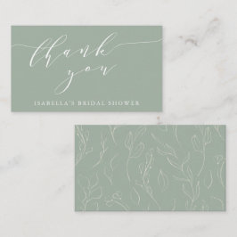 Sage Botanical Script Bridal Shower Thank You Gift Begleitkarte