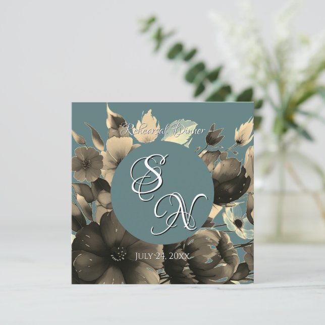 Sage Bouquet Wedding Probe Einladung (Stehend Vorderseite)