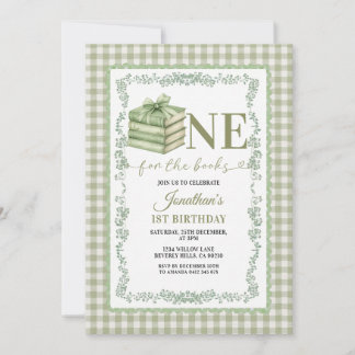 Sage Bow Coquette One for the book 1. Geburtstag Einladung