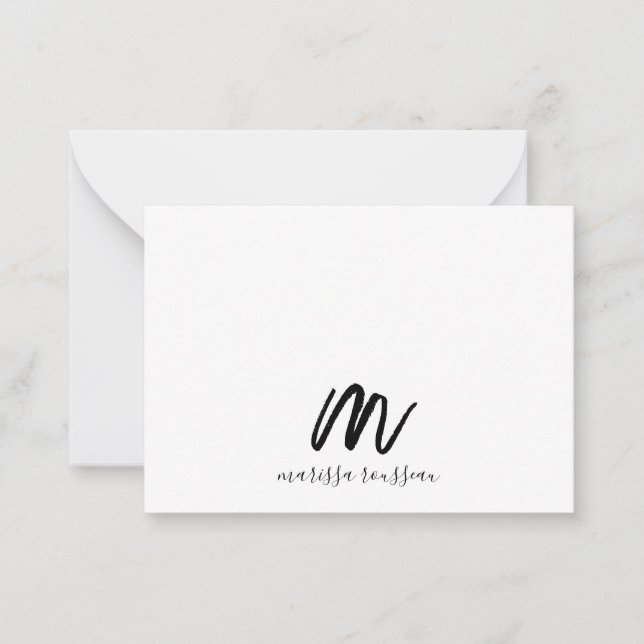Sage Brush Painted Style Monogram Script Name Mitteilungskarte (Vorderseite)
