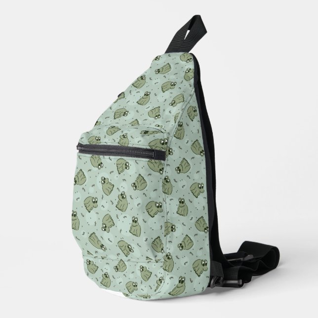 Sage Bubble Frogs - laurel Green Children pattern. Crossbody Bag (Rechte Ecke)