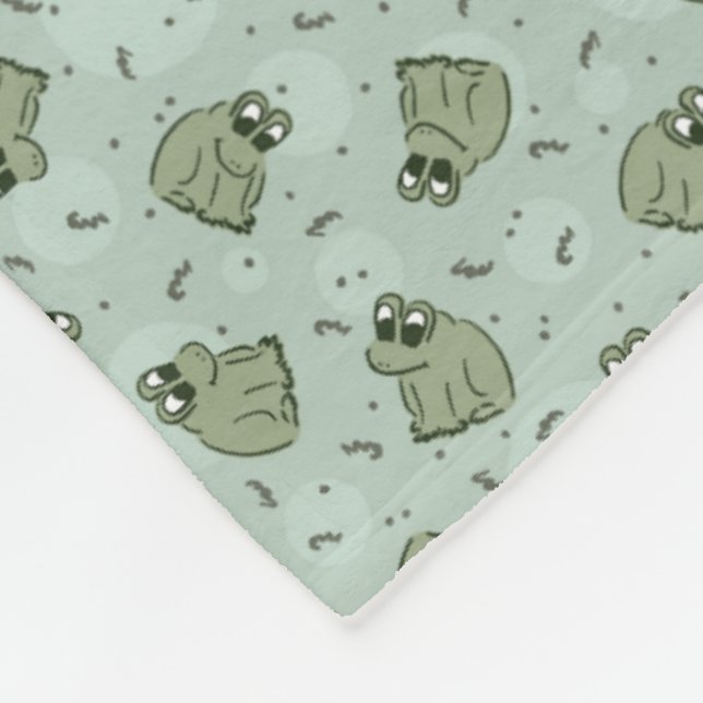 Sage Bubble Frogs - laurel Green Children pattern. Fleecedecke (Ecke)