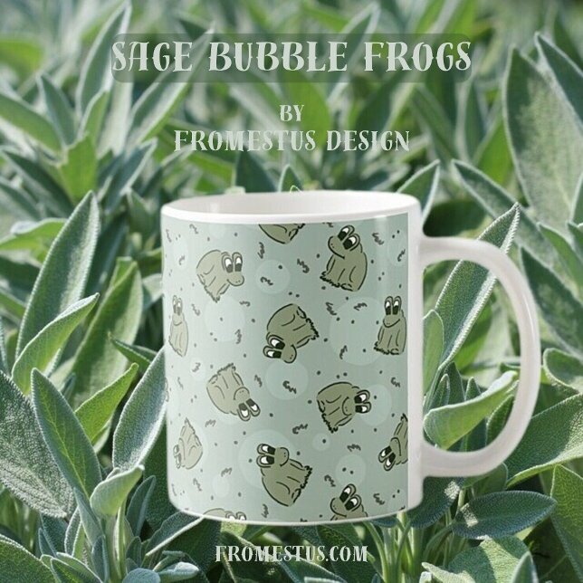 Sage Bubble Frogs - laurel Green Children pattern. Kaffeetasse (Von Creator hochgeladen)