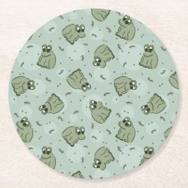 Sage Bubble Frogs - laurel Green Children pattern. Runder Pappuntersetzer