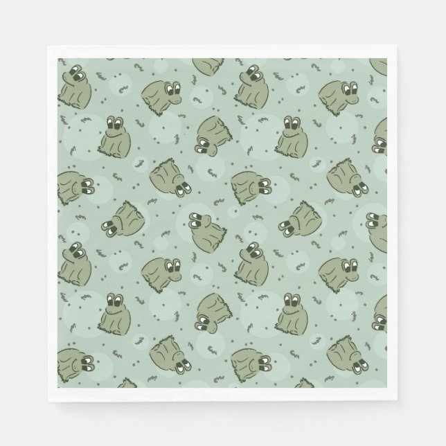 Sage Bubble Frogs - laurel Green Children pattern. Serviette (Vorderseite)