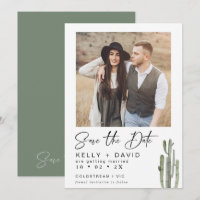 Sage Cactus Succulent Foto Save the Date Card