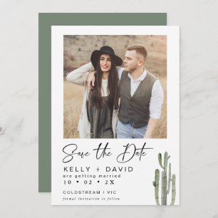 Sage Cactus Succulent Foto Save the Date Card Einladung