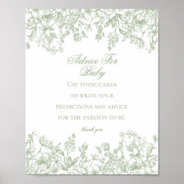 Sage Chinoiserie Advice for Baby Showgame Poster