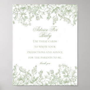 Sage Chinoiserie Advice for Baby Showgame Poster