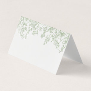 Sage Chinoiserie Blumendekor Platzkarte