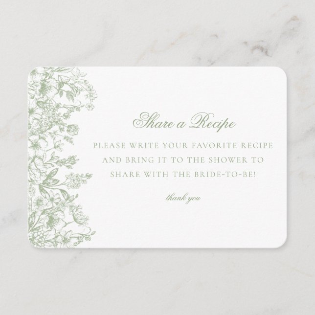 Sage Chinoiserie Blumenkohl Rodelbahn Einladung (Vorderseite)