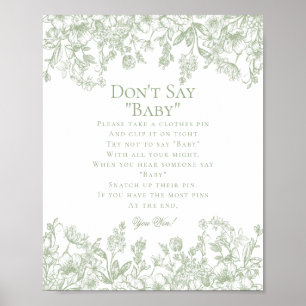Sage Chinoiserie Dont Say Baby Shooting Game Poster