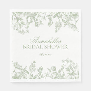 Sage Chinoiserie Vintages Brautparty Serviette