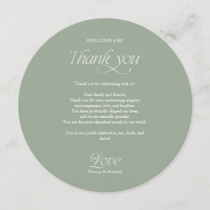 Sage Circle Hochzeitsmenü und Danke-Platzkarte Einladung