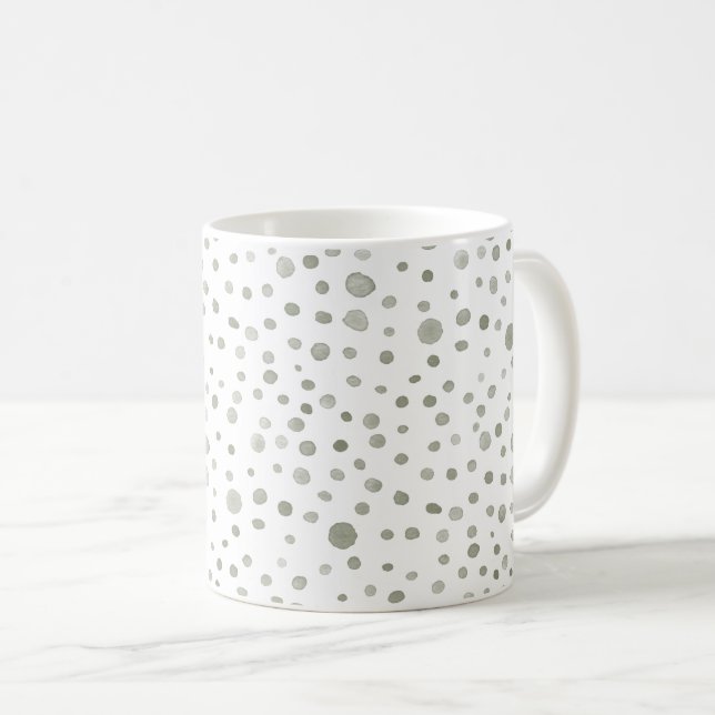 Sage Confetti Wasserfarbe Dots Klassische Tasse (VorderseiteRechts)
