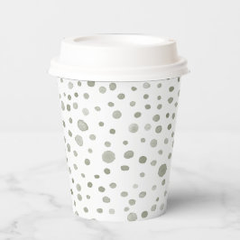Sage Confetti Wasserfarbe Dots Papier Cup Pappbecher