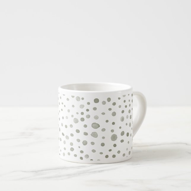 Sage Confetti Wasserfarbe Punkte Espresso Tasse (Vorderseite Rechts)