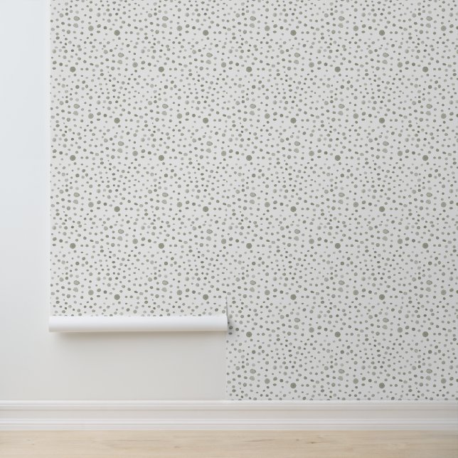 Sage Confetti Wasserfarben Punkte Tapete (Anwendung)