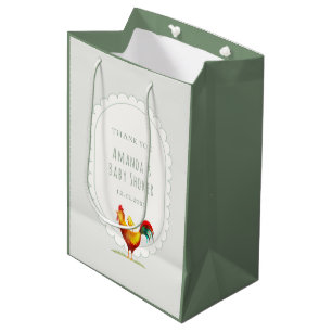 Sage Cottagecore Hahn Baby Shower Mittlere Geschenktüte
