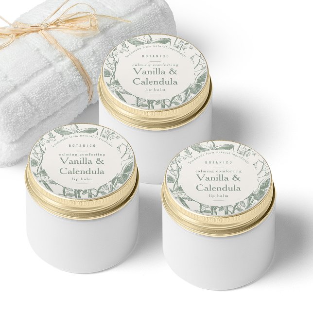 Sage Cream Botanischen Blumenmarkt Modernes Kleinp Runder Aufkleber (Sage Cream Botanical Floral Modern Small Product Classic Round Sticker)