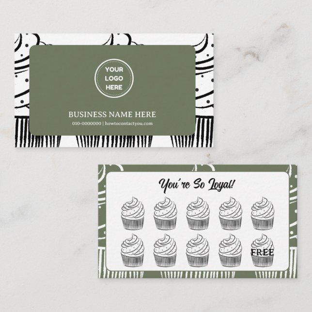 Sage Cupcakes Bäckerei Kaffee Shop Rewards Point Treuekarte (Vorne/Hinten)