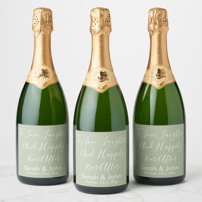 Sage Custom Personalisiert Script Wedding Receptio (Flaschen)