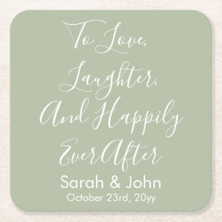 Sage Custom Personalisiert Script Wedding Receptio Rechteckiger Pappuntersetzer