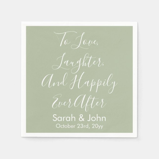 Sage Custom Personalisiert Script Wedding Receptio Serviette (Vorderseite)