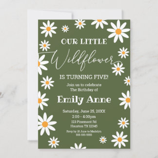 Sage Daisies Wild flower Birthday invitation Einladung