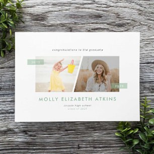 Sage Damals und Heute Zwei-Foto-Abschluss Ankündigung