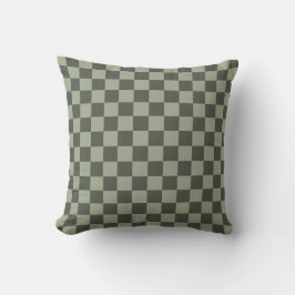 Sage Dark Green Checker Checkerboard Checkered Kissen