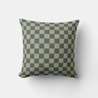Sage Dark Green Checker Checkerboard Checkered Kissen