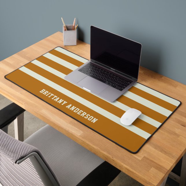 Sage doux et bandes Brown chaudes Motif (Bureau 2)