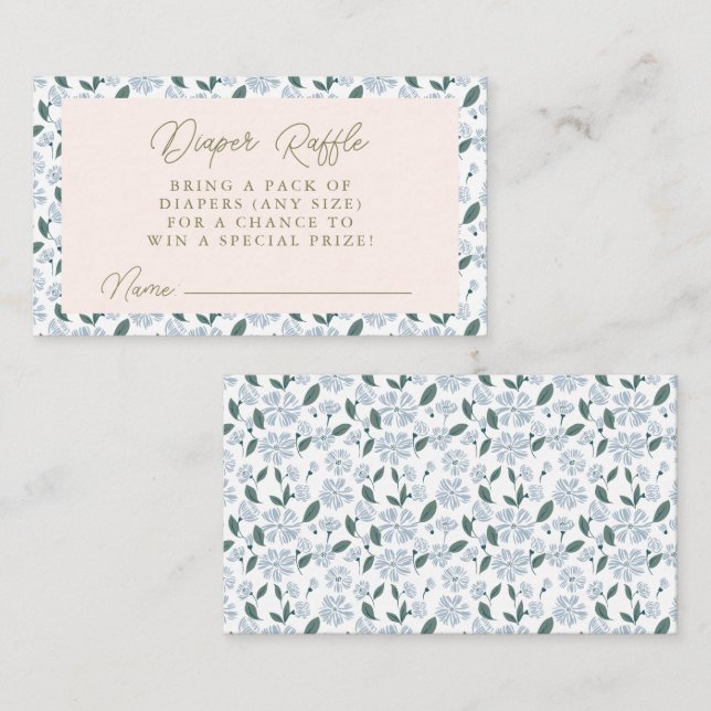 Sage Dusty Blue Floral Baby Dusche Windelwanne Win Begleitkarte (Vorne/Hinten)