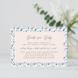 Sage Dusty Blue Floral Baby Shooting Books for Bab Begleitkarte