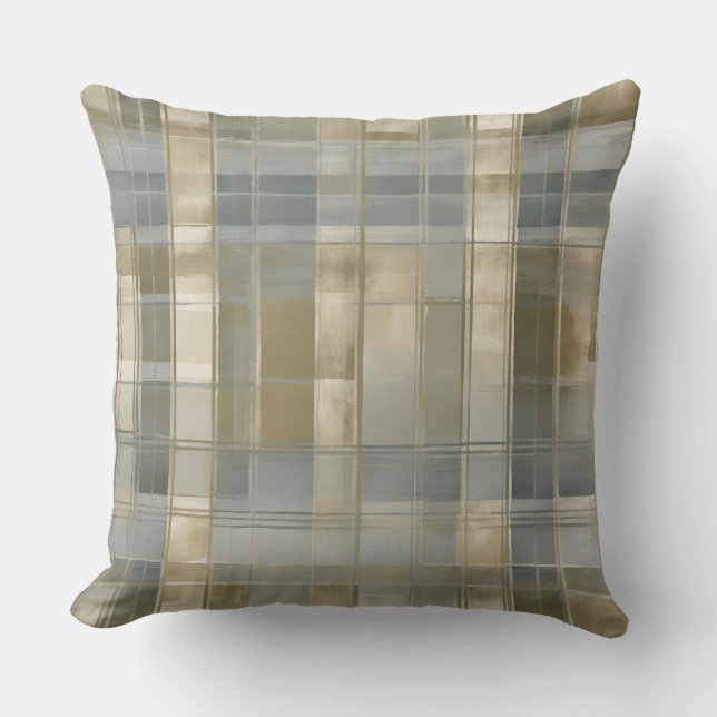 Sage Dusty Blue Modernes Bauernhaus Kariert Kissen (Vorderseite)