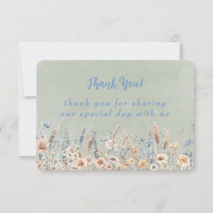 Sage Dusty Blue Peony Watercolor Wedding Vielen Da Dankeskarte