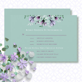 Sage Dusty Lila Romantic Menu Wedding RSVP