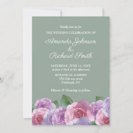 Sage Dusty Pink Lila Floral Wedding Einladung