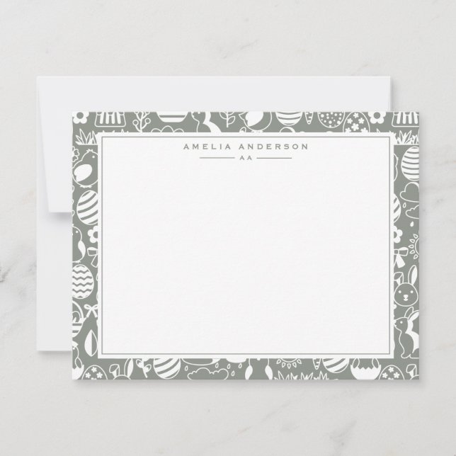 Sage Easter Egg Frame Note Card Einladung (Vorderseite)