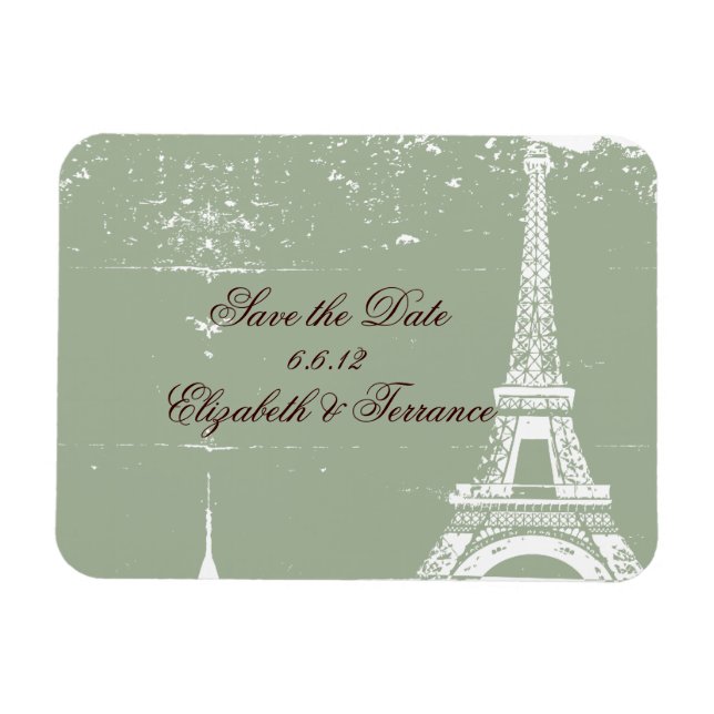 Sage Eiffelturm Save the Date Hochzeitsmagnete Magnet (Horizontal)