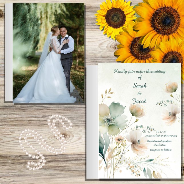 SAGE ELEGANT GREENERY FLORAL WEDING FLYER (Von Creator hochgeladen)