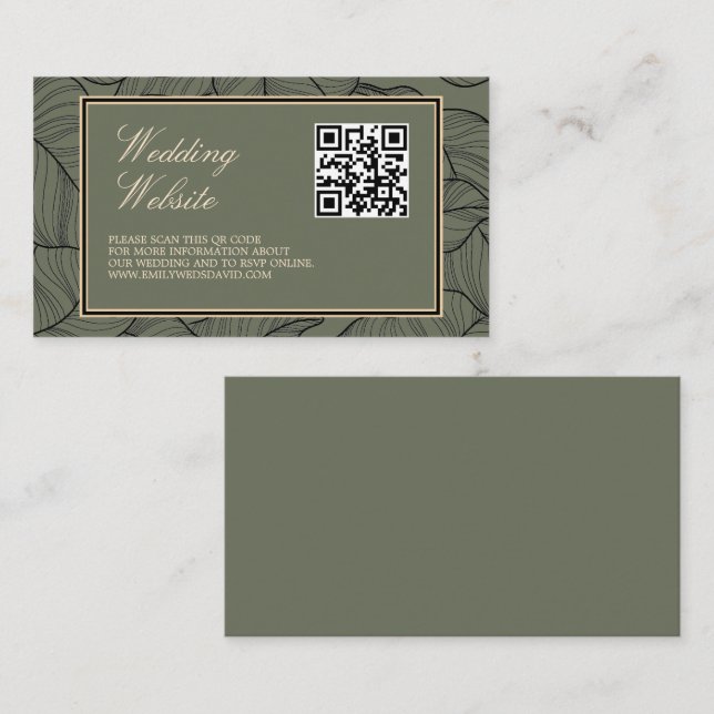 Sage Elegant QR Code Classic Begleitkarte (Vorne/Hinten)