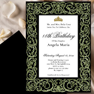 Sage élégant vert Invitation 18 ans Débutante
