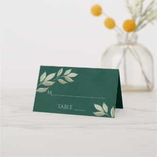 Sage & Emerald Blätter Elegantes Hochzeitstichtrai Platzkarte
