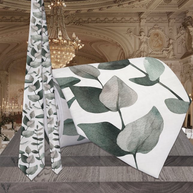 Sage & Emerald Green Eucalyptus Wedding Krawatte (Von Creator hochgeladen)