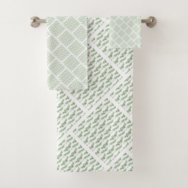 SAGE EUCALYPTUS GRID PATTERN BADEZIMMER TOWEL SET (Insitu)