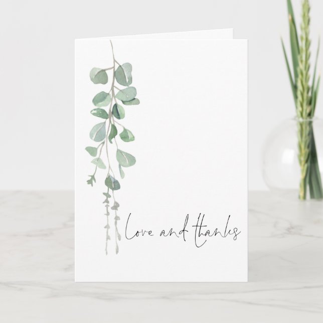 Sage Eukalyptus Foto Hochzeit Liebe dank geklappt Dankeskarte (Vorderseite)