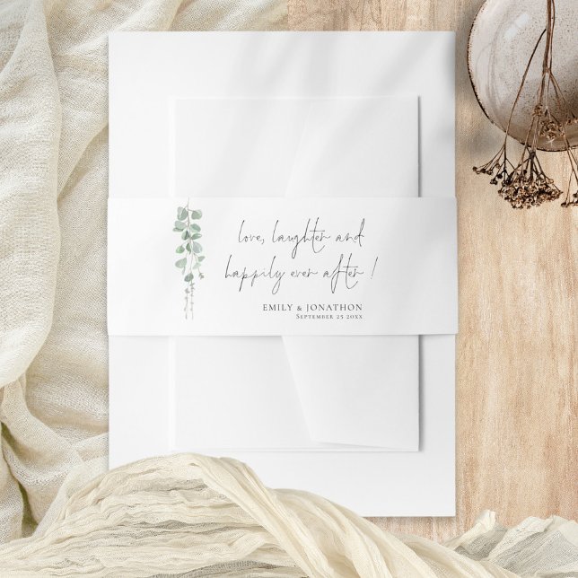 Sage Eukalyptus Liebe Lachen Namen Hochzeit Einladungsbanderole (Von Creator hochgeladen)